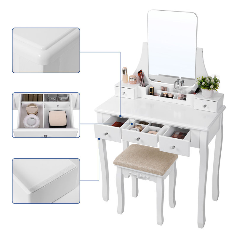 Three Posts Arkin Dressing Table with Mirror & Reviews Wayfair.co.uk